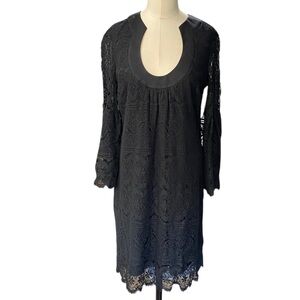 TRINA TURK Women's Black Lace Tunic Shift Dress style 260532 Size 8